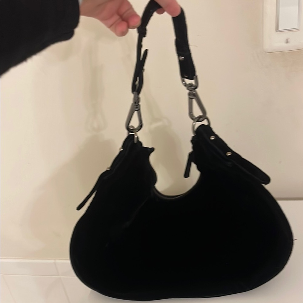 Black velvet Hobo Bag